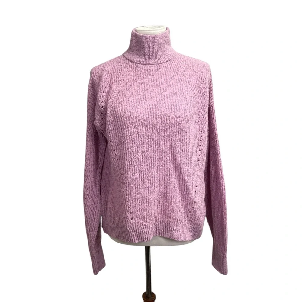 Ann Taylor Long Sleeve Turtleneck Wool blend Sweater, Medium. Light pink purple